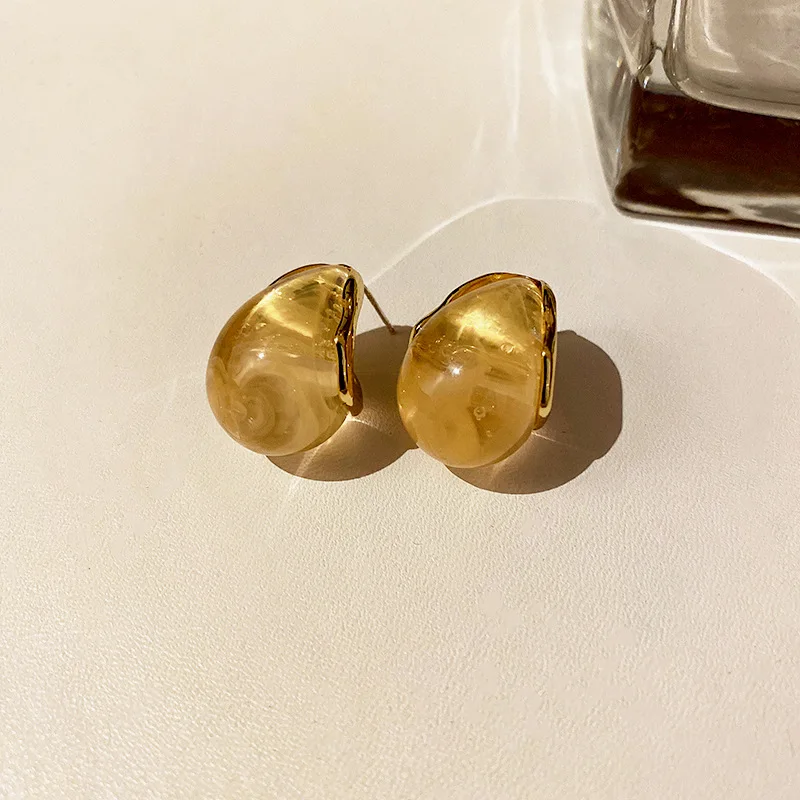 Серьги-кольца C-образные прозрачные из смолы для женщин корейские модные