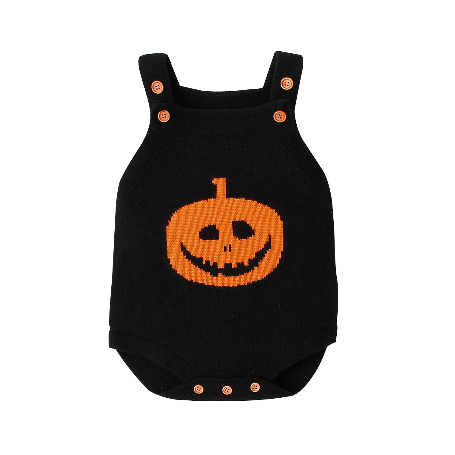 

Knitted Halloween Pumpkin Romper Kids Winter Clothes Sleeveless Party Costume One Piece Bodysuit