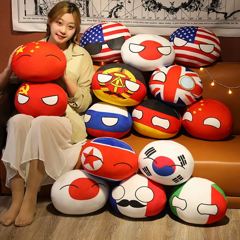 

30/40cm Country Ball Toy Plush Polandball Plush Doll Countryball USSR USA FRANCE RUSSIA UK JAPAN GERMANY ITALY Decor