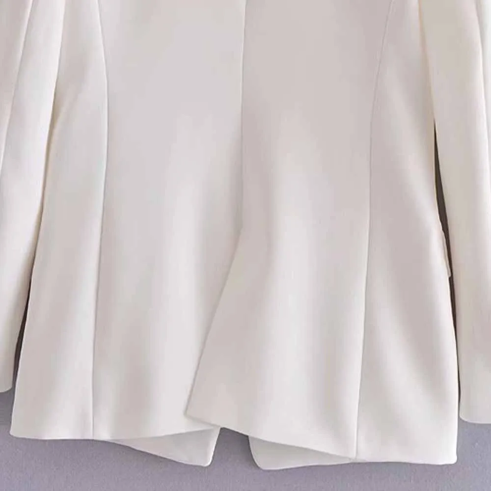 

ZREDARA European women's pure color spring and autumn jacket double row button long sleeve suit coat loose suits blazers