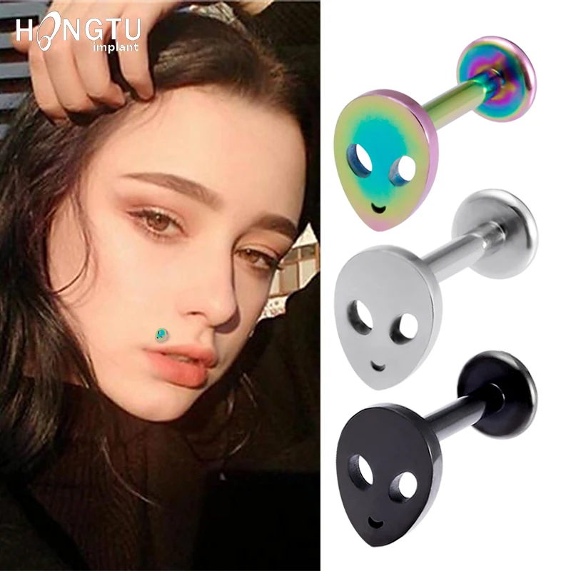 

1PC Steel Labret Piercing Studs Alien Helix Lip Ring Multipurpose Ear Cartilage Piercing Studs Unisex Ear Tragus Earring 16G