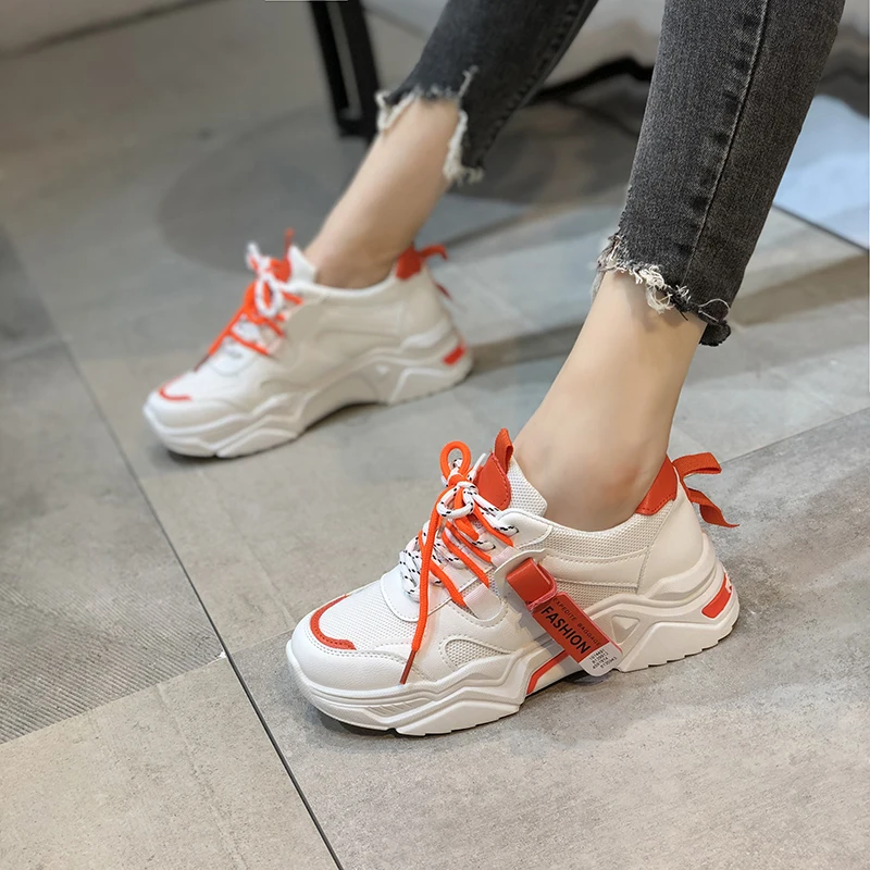 

Women Platform Sneakers Breathable Mesh Trainers Chunky Heels Women Shoes Casual Female Shoes Tenis Feminino Zapatos De Mujer