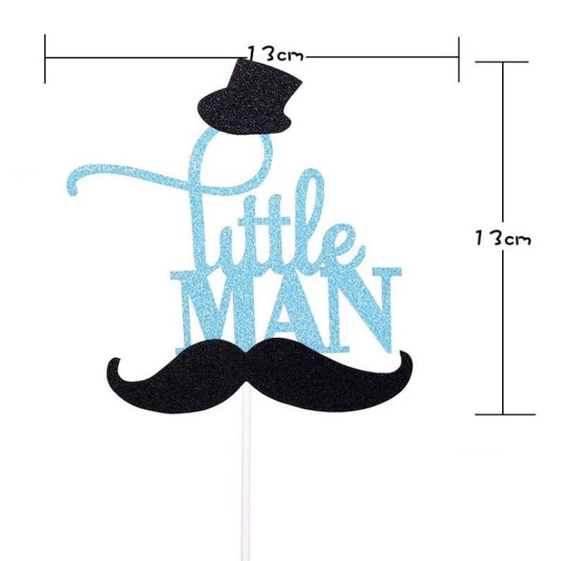 1 шт. Блестящие Голубые Усы ой little man и торт Топпер ко дню рождения украшения душа