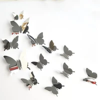 12pcs 3d mirror butterfly pet mirror butterfly sticker wall sticker bedroom living room holiday party wedding decoration