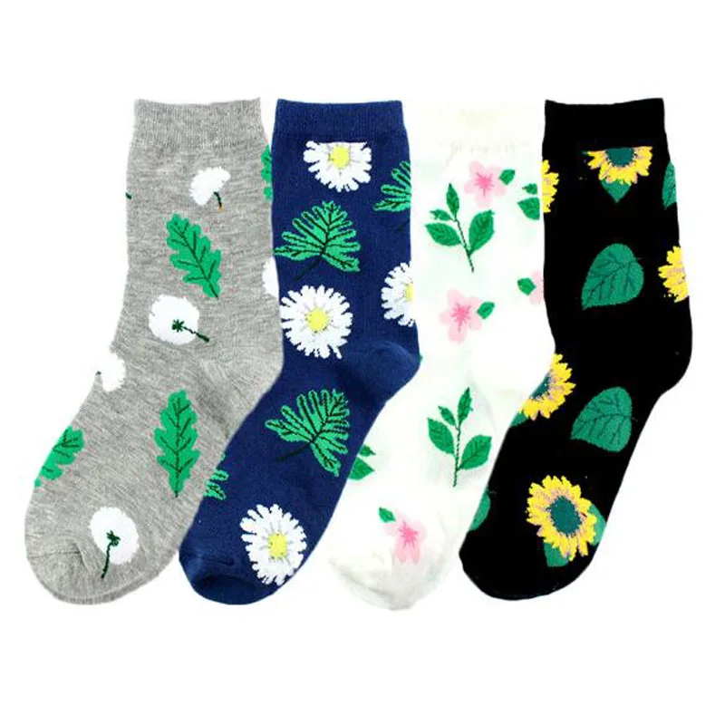 Носки женские в Корейском стиле с подсолнухом хлопковые короткие цветные мягкие