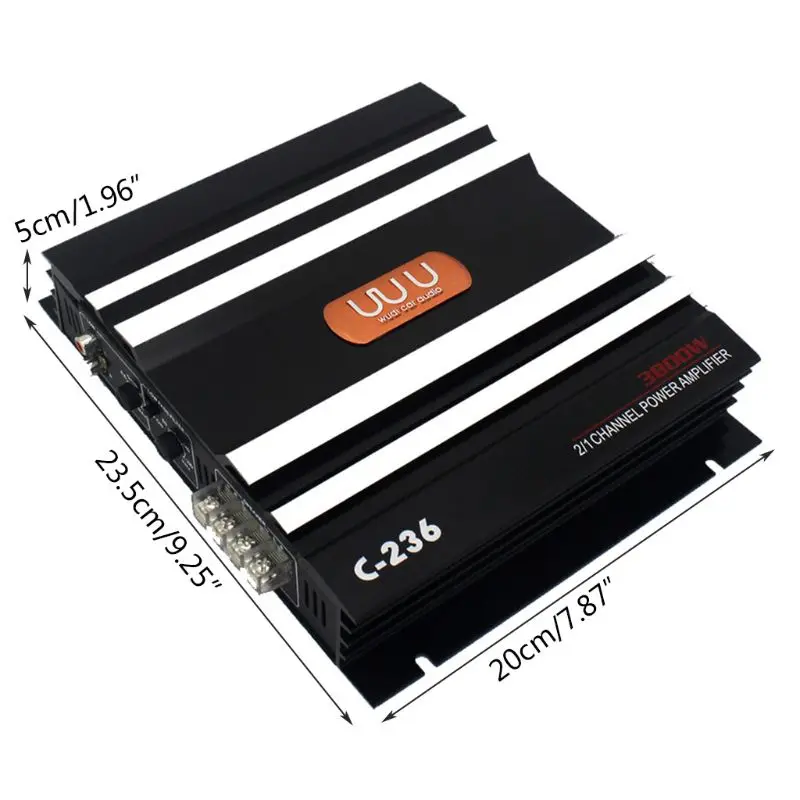 

C-236 3800 Watt 2 Channel High Power Car Amplifier 12V DC Low Pass Filter Bass Box Subwoofer