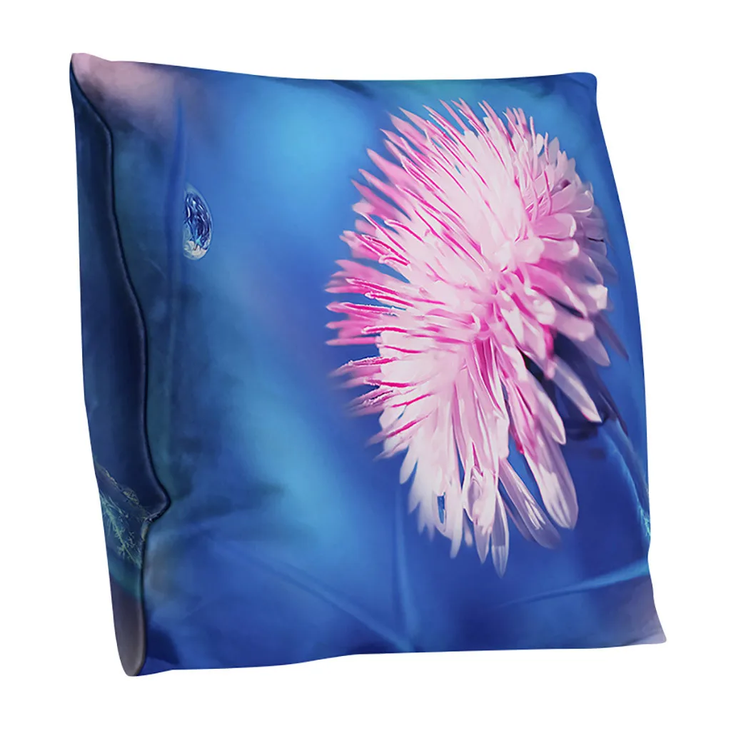 Чехол для подушки из полиэстера с цветочным принтом двусторонний чехол