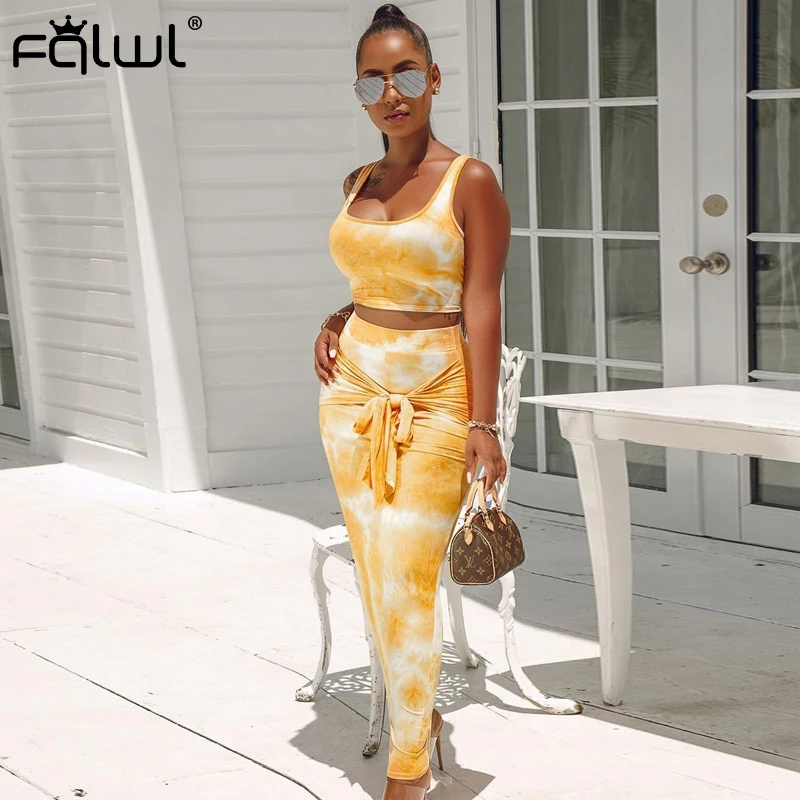 FQLWL комплект из двух предметов с принтом женская летняя Клубная розовая одежда