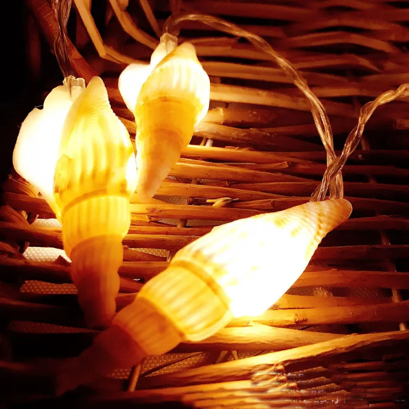 Chkok 10 Lights LED Conch Garland String Christmas Fairy Tale Holiday Party INDOOR Decorative | Лампы и освещение