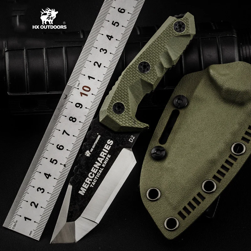

Небольшой тактический фиксированный нож HX на открытом воздухе, многофункциональный клинок D2 для выживания в дикой природе, кемпинга, охоты
