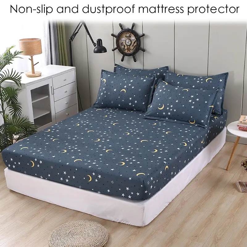 

1pc Bed Sheet Blue Night Sky Reactive Prined Bed Sheets Hot Sale Pillowcase drap de lit Sheet on Elastic
