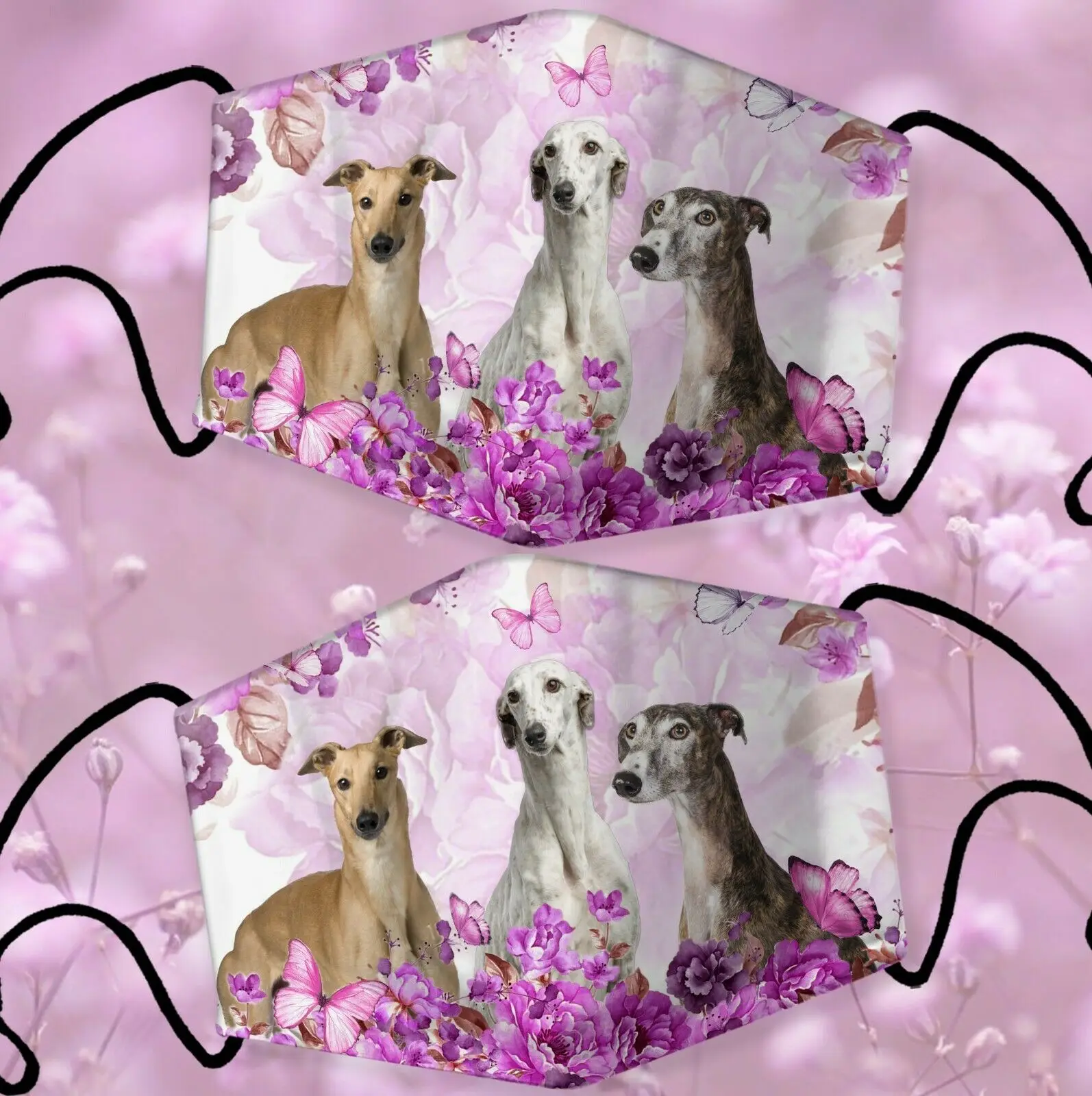 

Greyhound Purple Flowers Flowers All Print Face Mask Adult Reusable