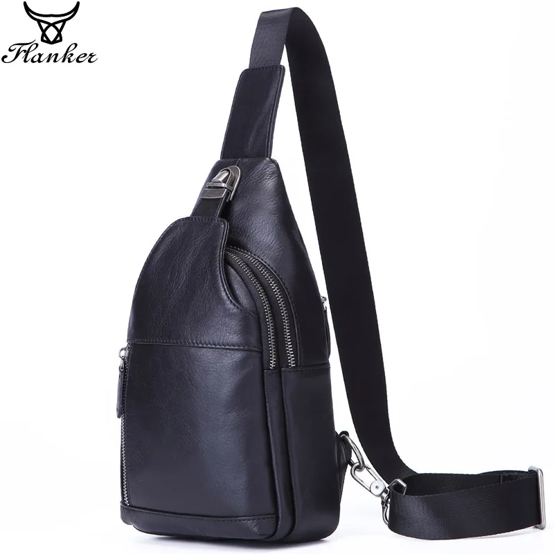 Flanker Мужская сумка из натуральной кожи модная мягкая сумка-мессенджер на молнии и