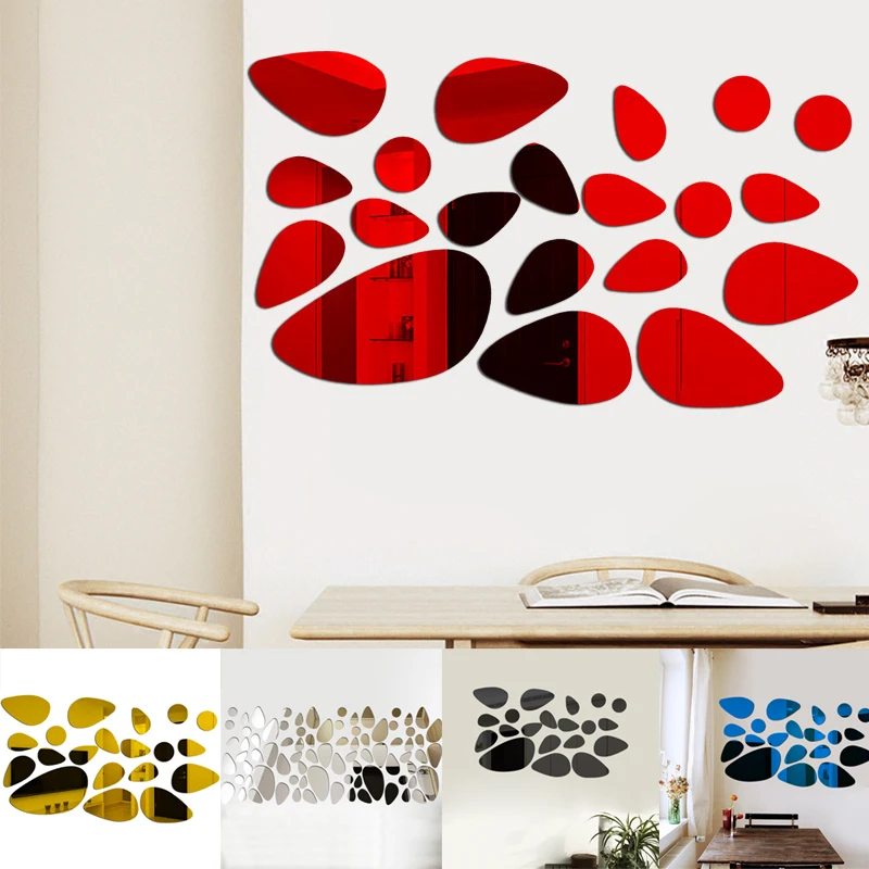 Съемные самоклеящиеся наклейки на стены 3D гальки зеркальная поверхность акрил