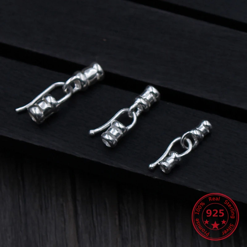 Соединительная Пряжка для кожаного браслета ожерелье из серебра 925 пробы с