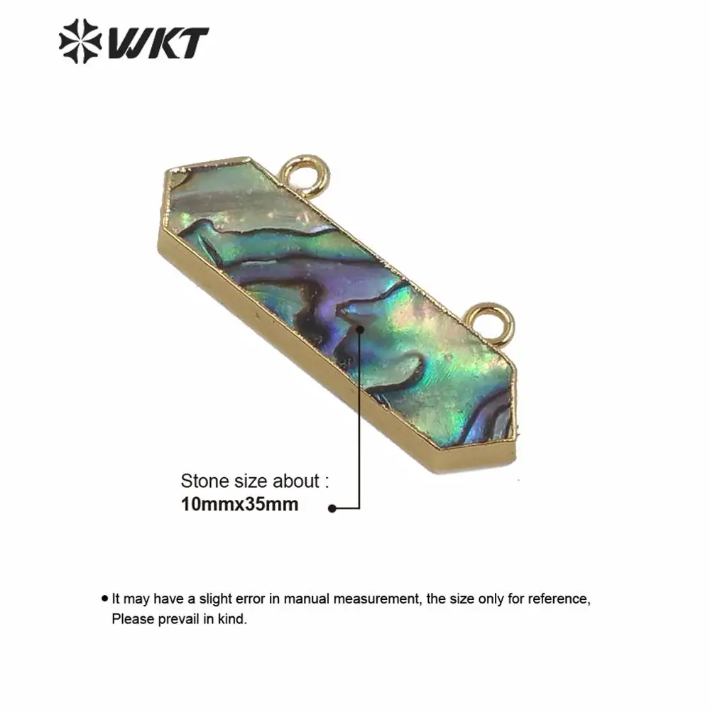 

WT-JP211 Natural Abalone Shell Pendant Hexagonal gold trim Abalone Shell double hook pendant woman fashion necklace pendant