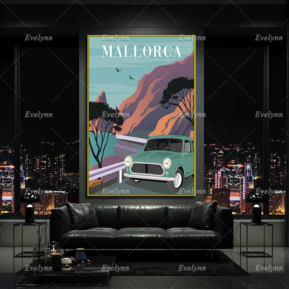 Маджорка Постер для путешествий в ретро-стиле принт на Мальорке домашний декор