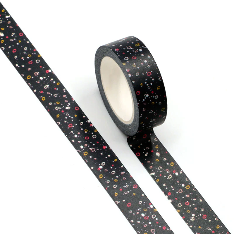 

1PC 15MM*10M Black Colorful Stone Designs Washi Tape Sticky Adhesive Tape Scrapbooking Album DIY Decorative PaperTape washi tape