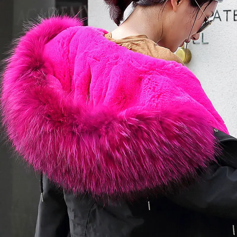 Большой воротник из натурального Лисьего меха 2019 зимняя куртка женская длинная