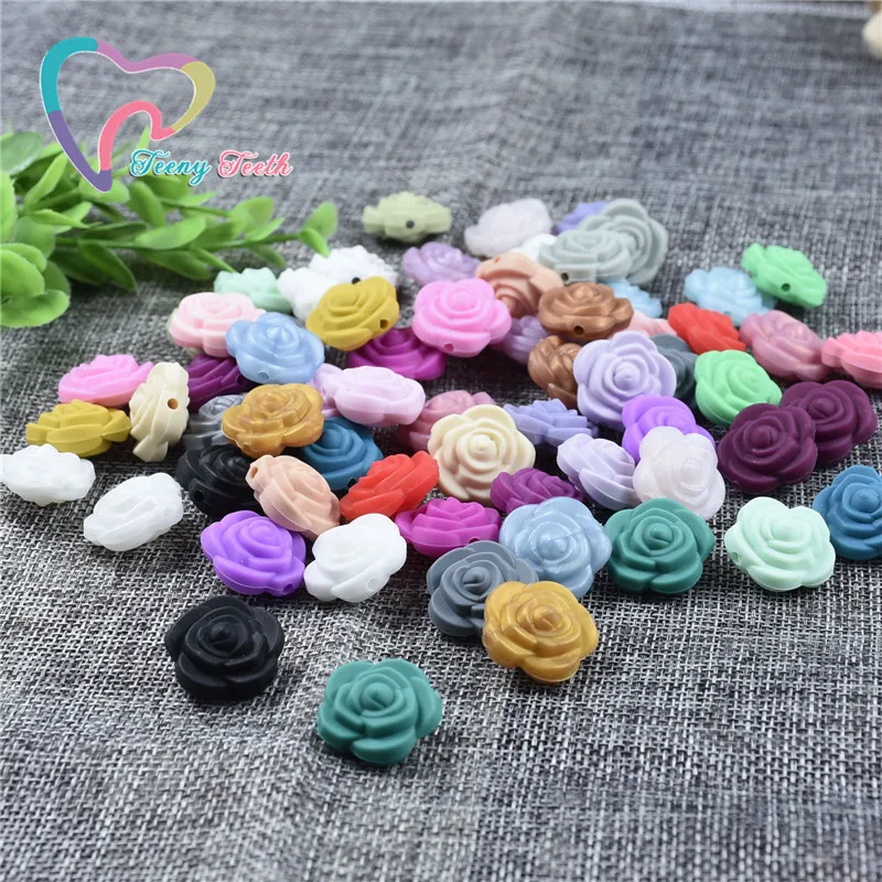 Подростковые зубы 10 шт. 3D Роза силиконовая искусственная бусины для жевания