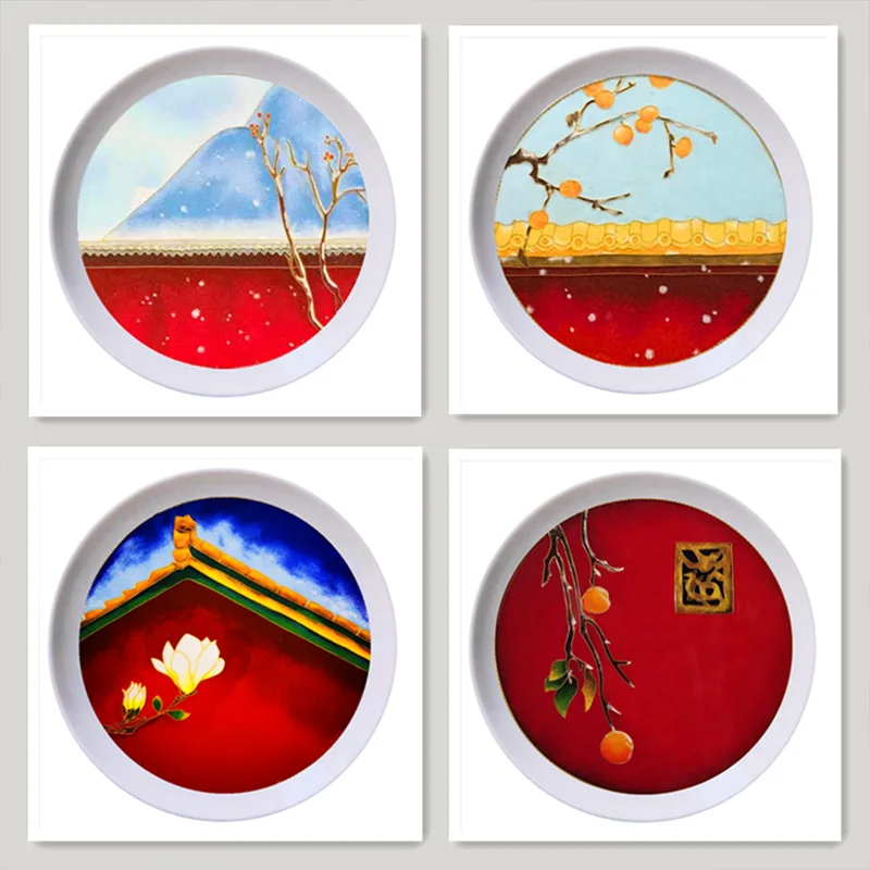 

DIY Cloisonne Kit Painting The Imperial Palace Material Package Chinese Style Painting Handicraft Decoration Plate