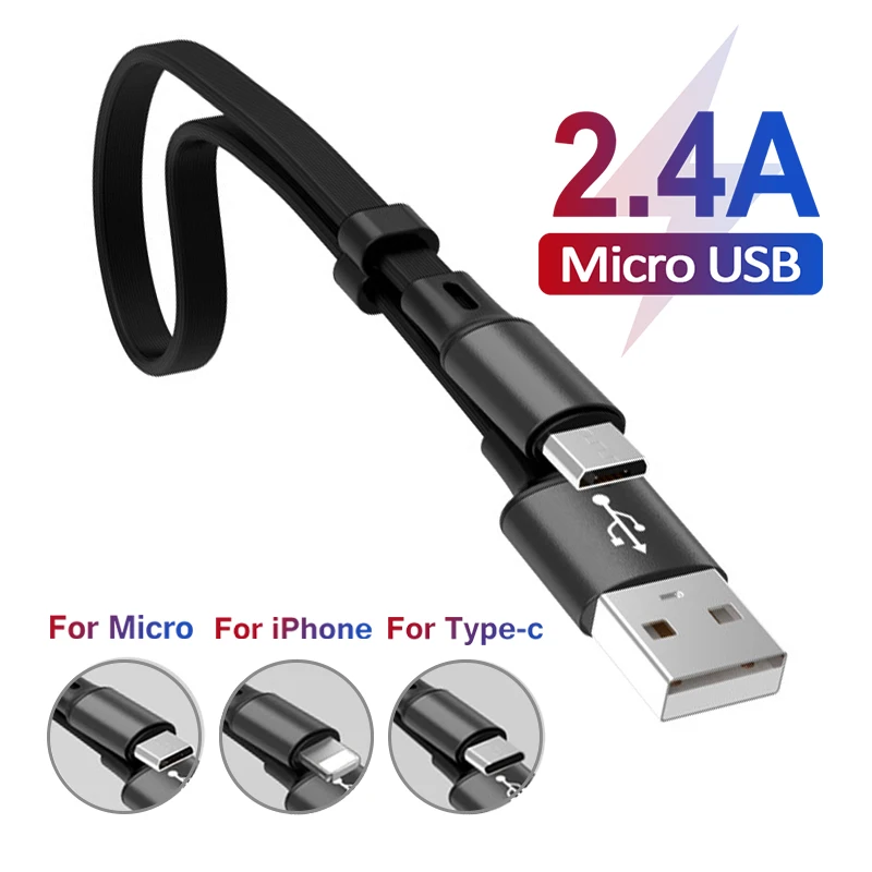 Для iPhone usb 8Pin USB C Micro USB кабель короткий зарядный кабель для сотового телефона для iPhone 11 Pro xs max xr 8 7 5S кабель для быстрой зарядки