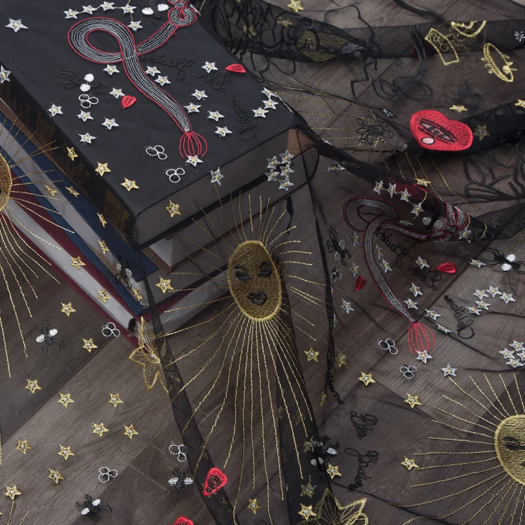 100 см растворимые вышивка любовь солнце цветочный узор бутон шелковая газовая