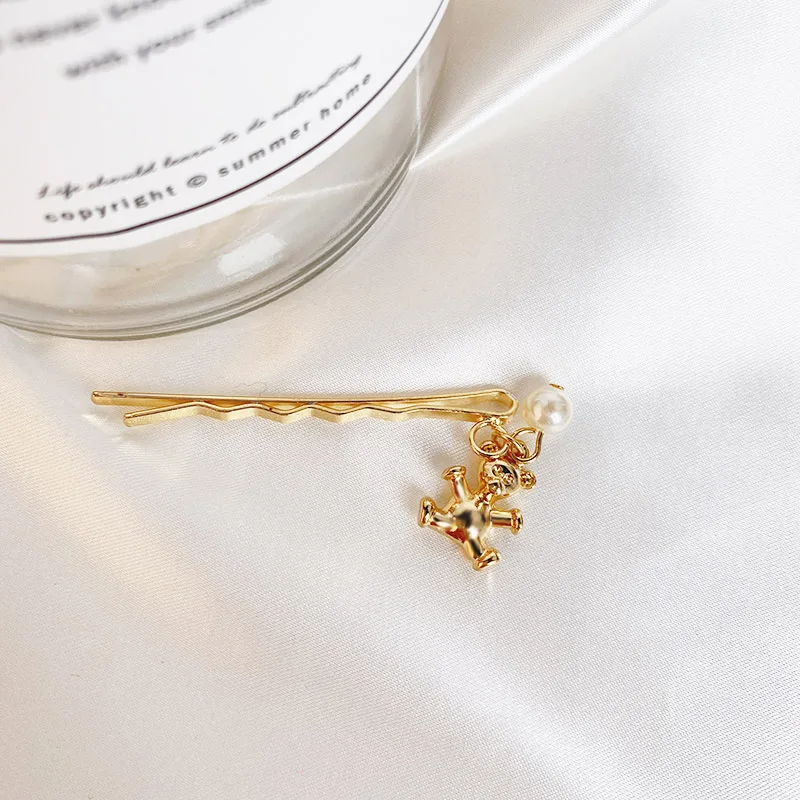 Женская заколка для волос золотистого цвета с жемчугом и медведем 2020 | Украшения