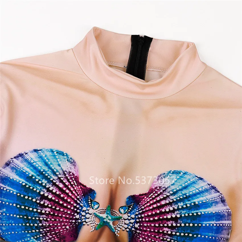 Женский яркий сексуальный комбинезон с 3D принтом на Хэллоуин синее блестящее