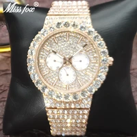hip hop missfox mens watches luxury round quartz watch wrist watches shiny bling aaa rose gold watches wristwatch for male gift