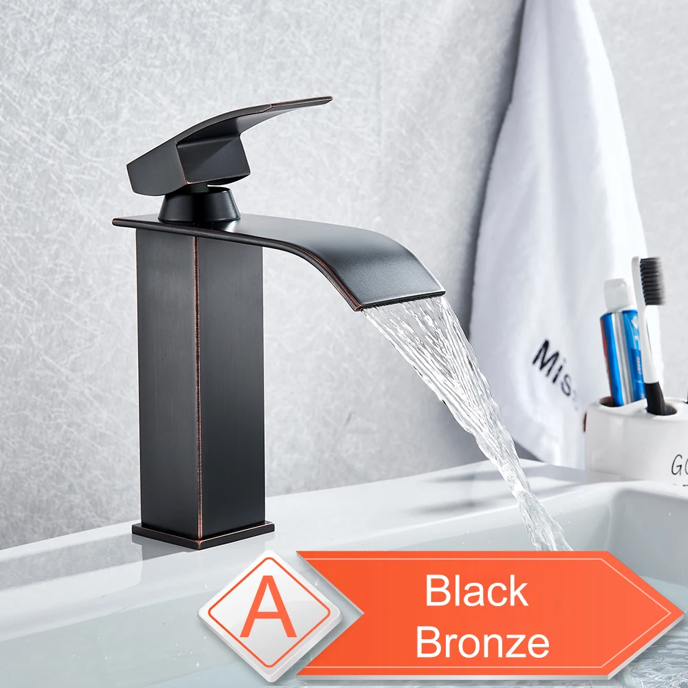 Black Bronze MMW Горячая холодная раковина кран водопад смеситель для туалетного столика в ванной комнате Однорычажный Хром Латунь горячей и холодной бассейна краны для мойки - Цвет: Black Bronze MMW