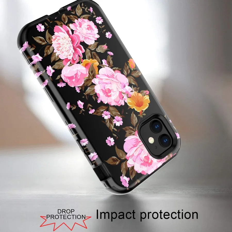 Цветочный дизайн противоударный жесткий Гибридный чехол защитный Жесткий Чехол
