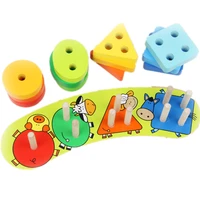 baby toys educational colorful wooden geometric sorting board montessori kids educational toys stack building child gift