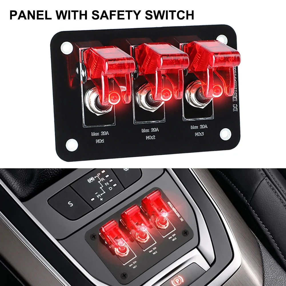 

Rocker Switch Panel 3-Gang 12V/24V with 20A Fuse Waterproof Cover ON-OFF Ignition Switch Panel for Cars Ships Racing Car ATVs