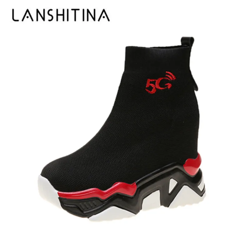 Женские ботинки носки коллекция 2019 года модная повседневная обувь на платформе и