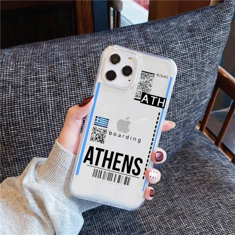 

USA United Kingdom National Travel Airline Phone Case Transparent for iPhone 11 12 8 7 6 5 s mini pro X XS XR MAX Plus SE soft