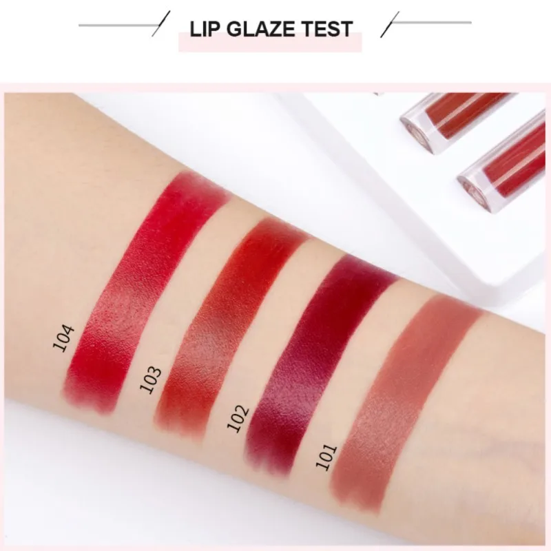 4 pcs/set Matte Velvet Lip Glaze Mist Smooth Long-Lasting Moisturizing Pipe Set Gloss for Women Y1 |