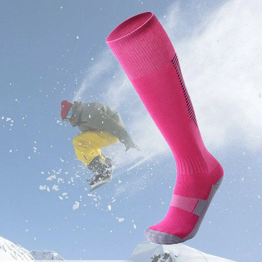 

Professional Winter Sports Skiing Socks Men Women Thermal Ski Long Sock Outdoor MTB Cycling Running Football Stockings Black Red