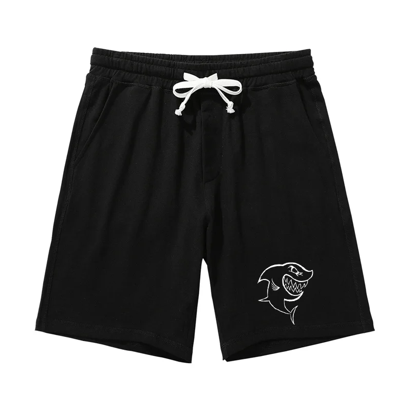 

Akkad Kuti Brand Clothing Cartoon Shark Printing Men's Short Pants 2021 Summer Travel Daily Shorts Cotton Handmade Male Shorts