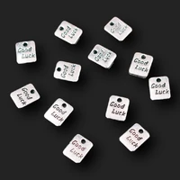 50pcs silver plated good luck mini tags pendant retro bracelet necklace metal accessories diy charm jewelry crafts making a1593