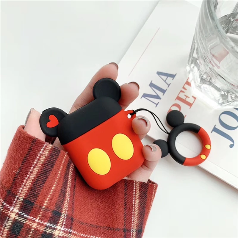 

Cute Mickey Minnie Wireless Bluetooth Silicone Case for Apple Airpods Cover Air Pods Headphone Case Cartoon Key Ring