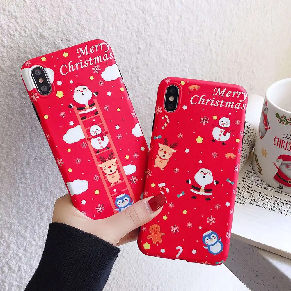 Чехол с рождественским рисунком медведя и оленя для iphone 7 XR 11 Pro XS Max X 5 5S