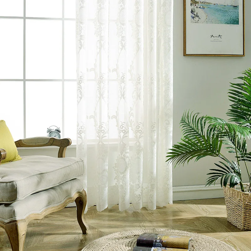 Белая жаккардовая плотная занавеска для гостиной спальни Современная кружевная