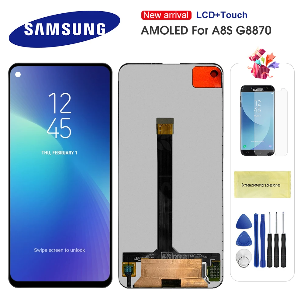 Super AMOLED ЖК дисплей для SAMSUNG Galaxy A8S G8870 G887FZ A9 Pro 2019 сенсорный дигитайзер в сборе