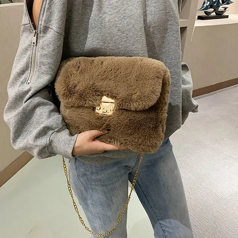 Сумка на плечо для женщин сумка через женская дизайнерская пушистая плюшевая
