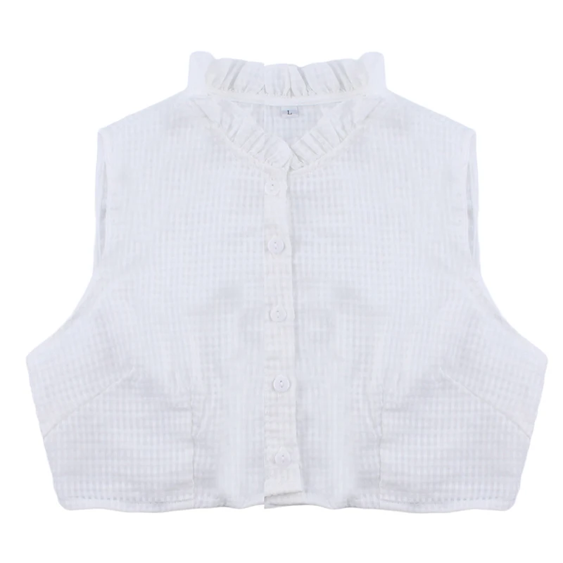 Нежная женская Стильная белая и черная плиссированная рубашка со стоячим