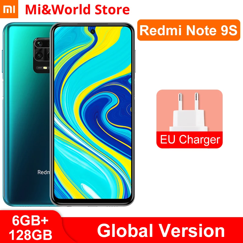 Глобальная версия Xiaomi Redmi Note 9S 6 ГБ 128 мобильный телефон Snapdragon 720 Octa Core 48MP AI Quad