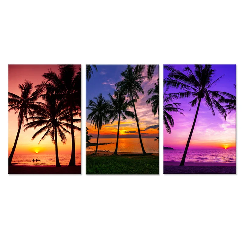 

Modern Landscape Painting on Canvas Tropical Palm Trees At Sunset Wall Art Poster Print Picture Living Room Decor
