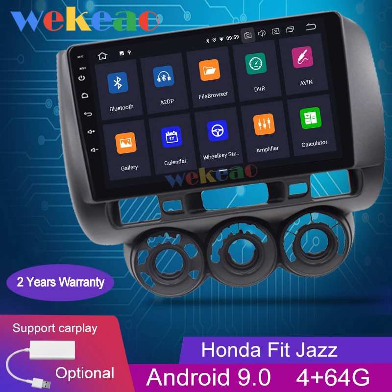 Автомагнитола Wekeao с сенсорным экраном 9 дюймов 1 Din Android 0 Dvd-плеер для Honda Fit Jazz 4G