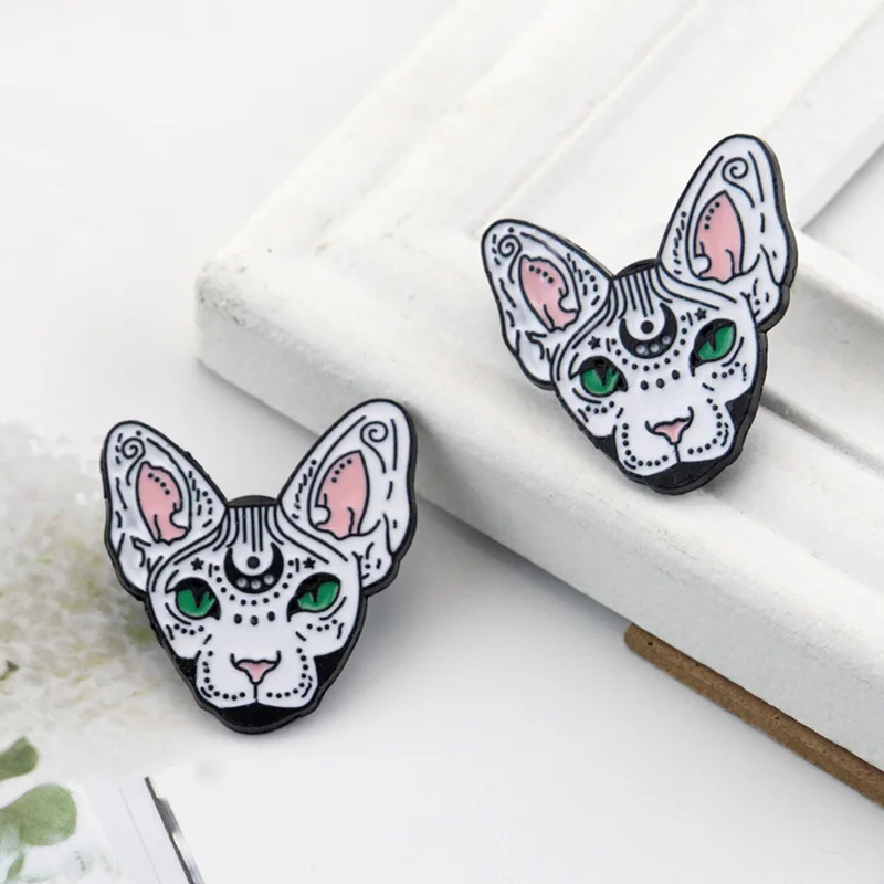 Мистическая эмалированная брошь в виде кошки-сфинкса булавки значки для